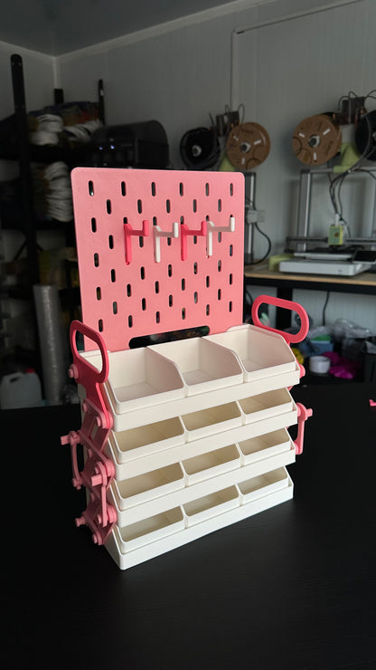 Display Organiser box pink and white